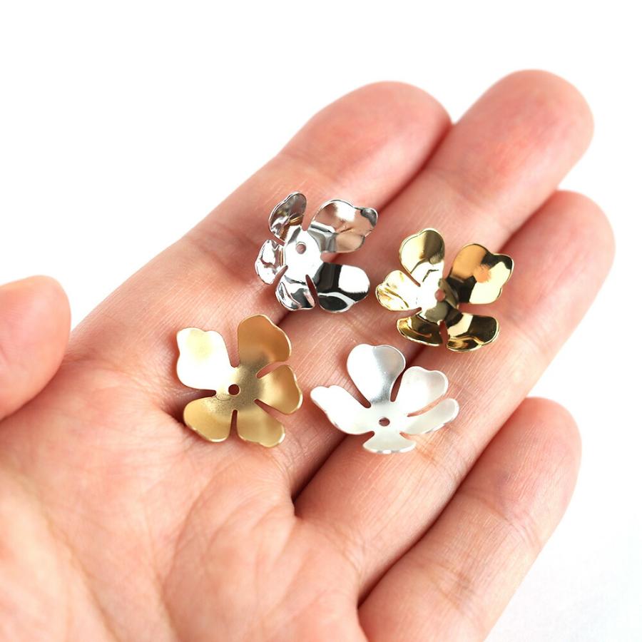 アクセサリーパーツ メタルフラワー 約17×20mm ゴールド シルバー 4個