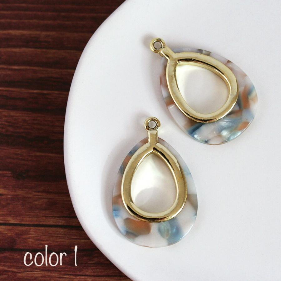 アクセサリーパーツ アクリルドロップフープチャーム 2個 メタルパーツ