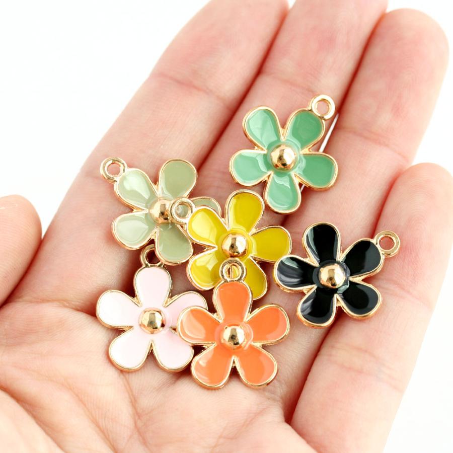 フラワーチャーム No.3 ゴールド 4個 アクセサリーパーツ フラワー 花