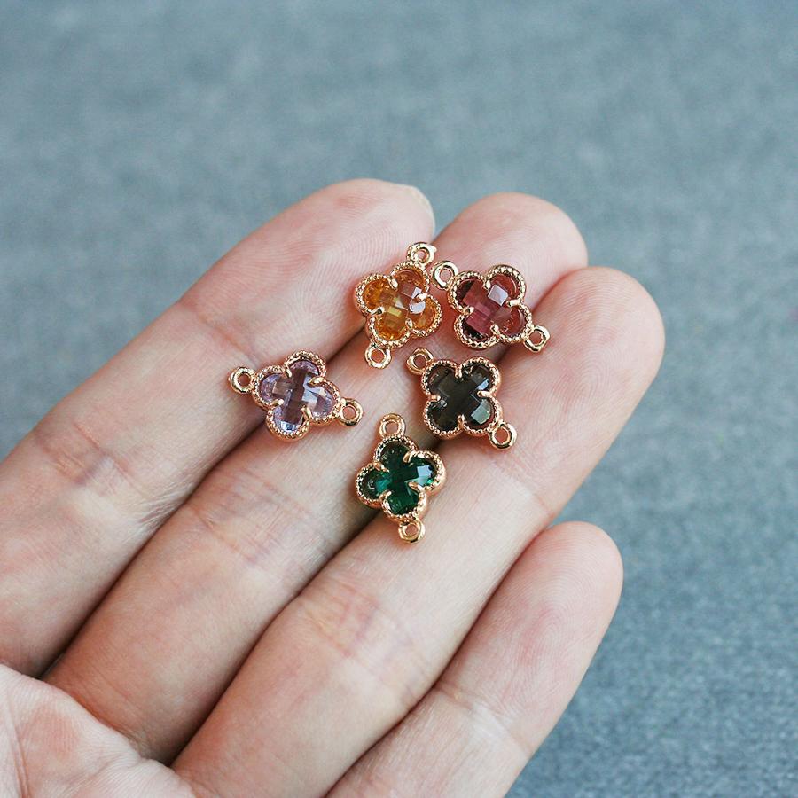 両カン付きフラワークリスタル 2個 アクセサリーパーツ つなぎパーツ 