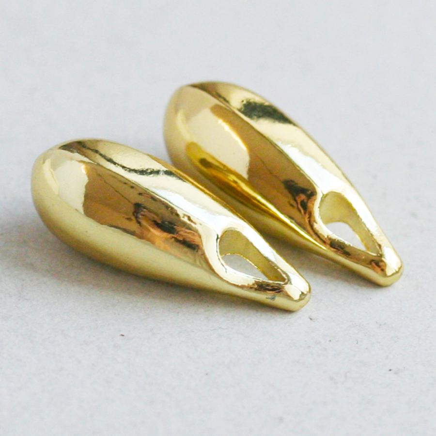 ホール大きめ メタルしずくチャーム ゴールド シルバー 2個