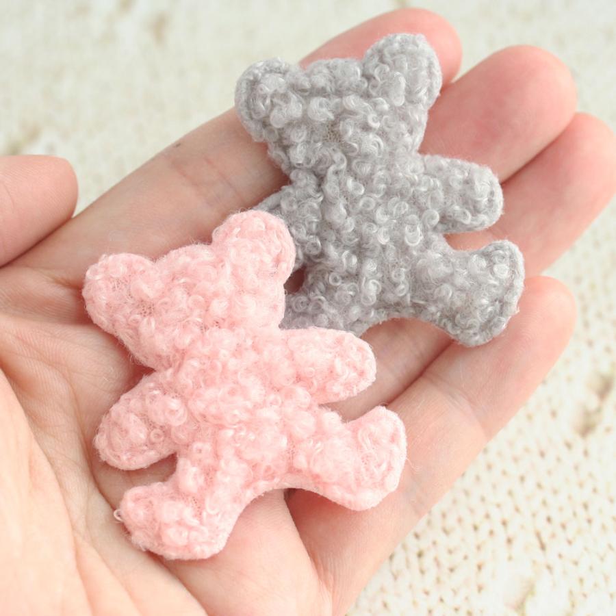 ふわふわクマさんアップリケ 5個 アクセサリーパーツ ハンドメイド