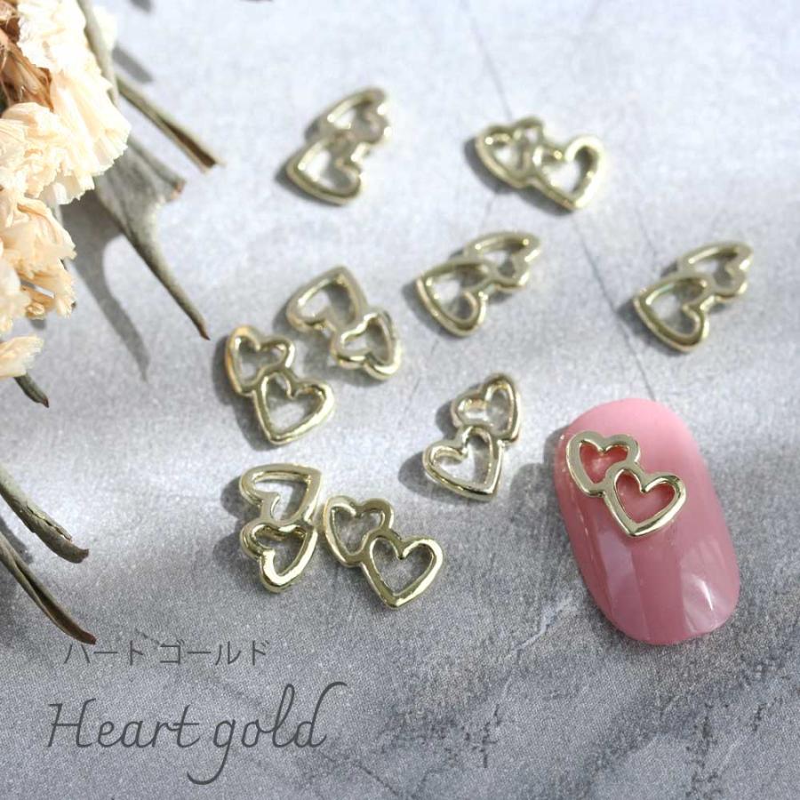 ネイルパーツ 透かしハート 透かしフラワー カーブ付き ゴールド