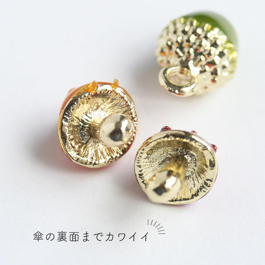 メタルパーツ きのこチャーム どんぐりチャーム イエロー レッド 