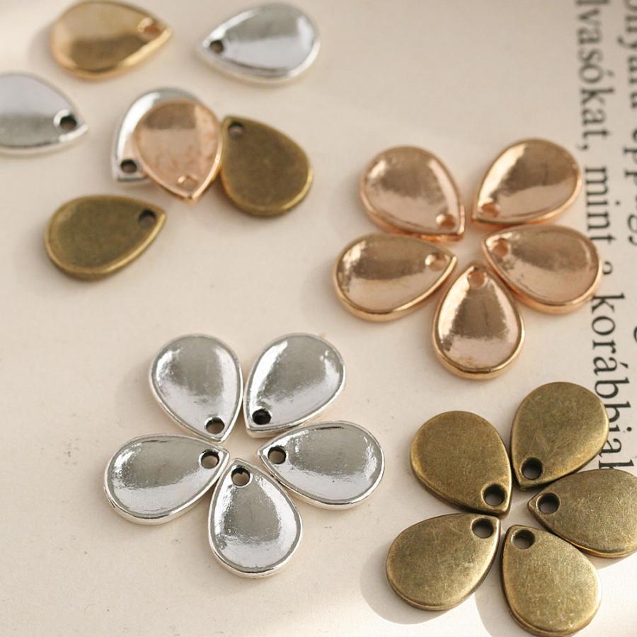 メタルしずくチャーム ゴールド 金古美 アンティークシルバー 20個 雫