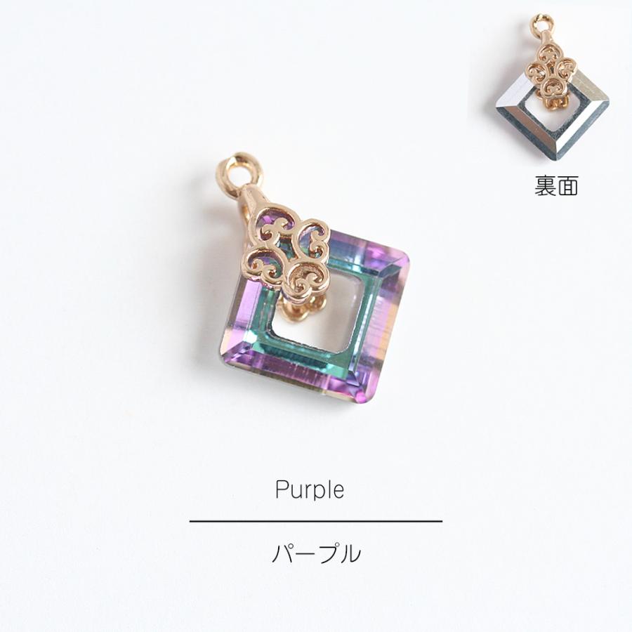 クリスタルチャーム スクエア 1個 アクセサリーパーツ ピアス