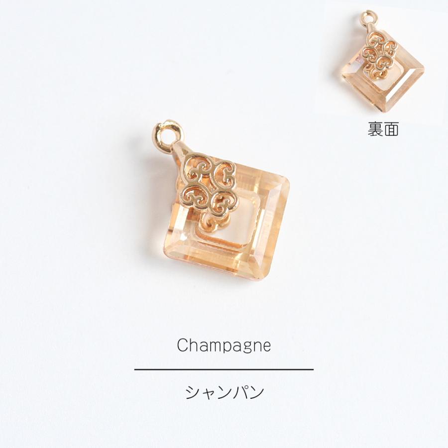 クリスタルチャーム スクエア 1個 アクセサリーパーツ ピアス