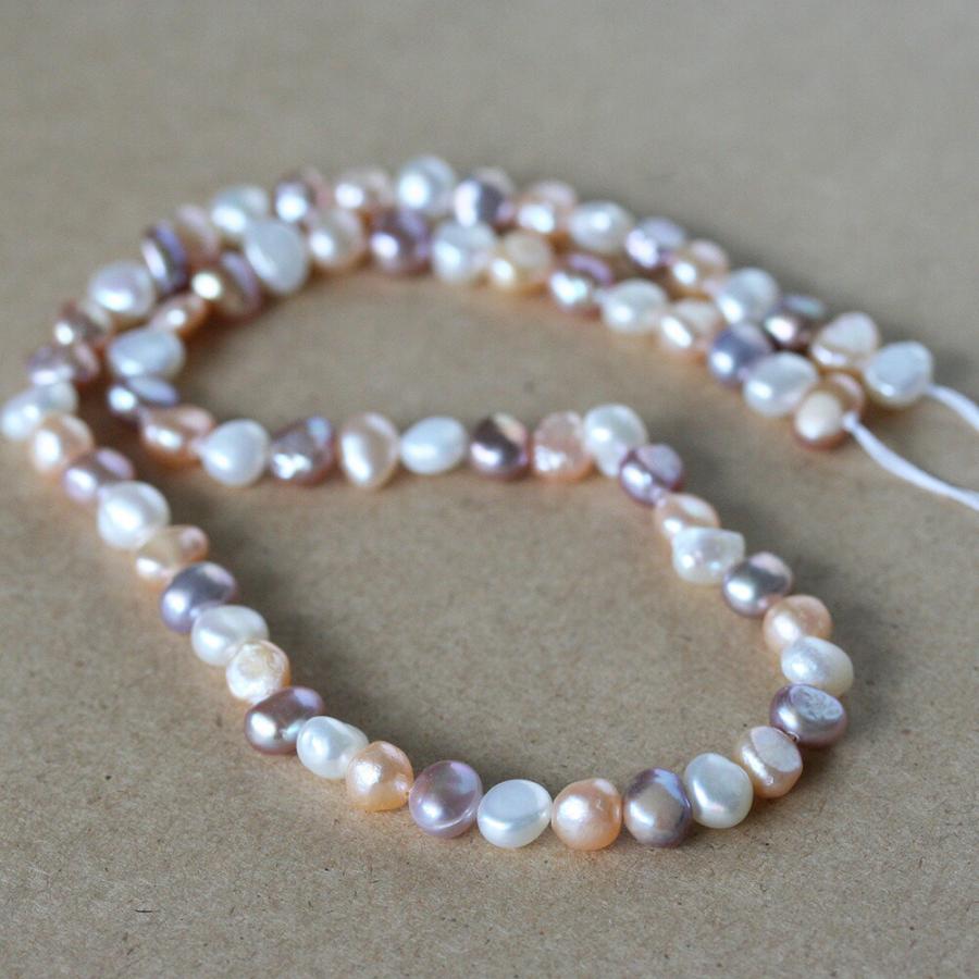 マルチカラー 淡水パールビーズ 5-6mm 約36cm ハンドメイド パール  