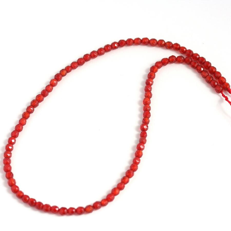 天然石 赤めのう 4mm 64Fカット 1連 中国産 約34-35cm アクセサリー