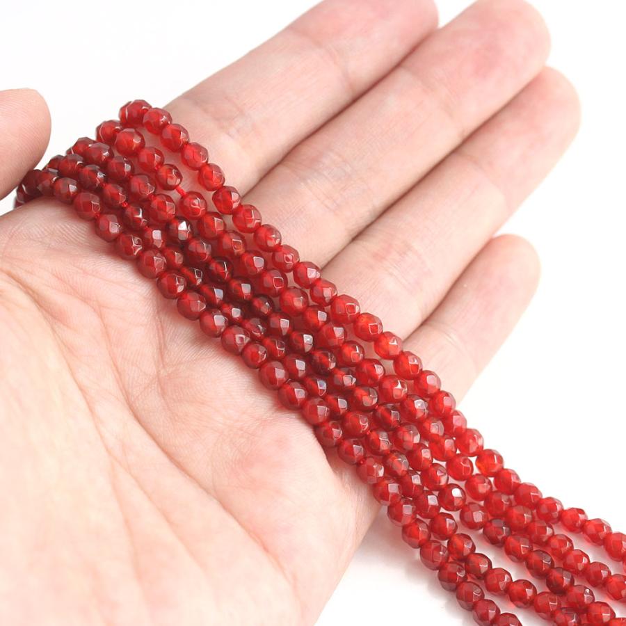 天然石 赤めのう 4mm 64Fカット 1連 中国産 約34-35cm アクセサリー