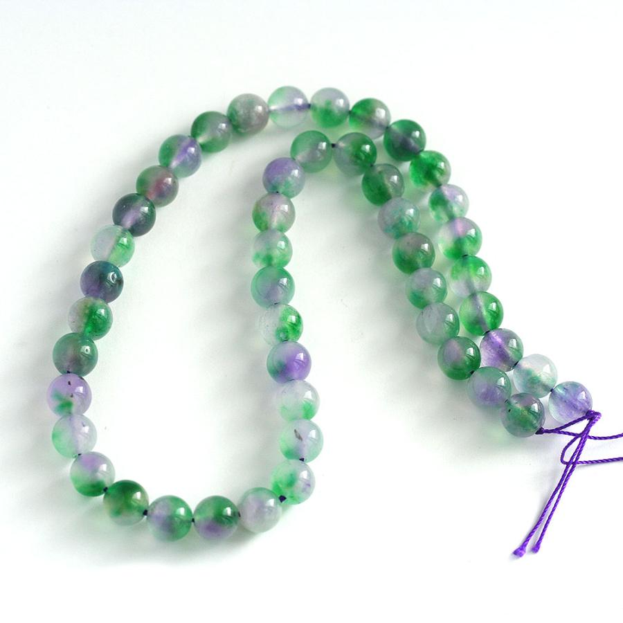 染め天然石 カルセドニー パープルグリーン 8mm 丸玉 中国産 約36-37cm