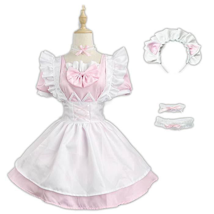 メイド服 コスプレ ハロウィン メイド 猫耳 エプロン 大きいサイズ