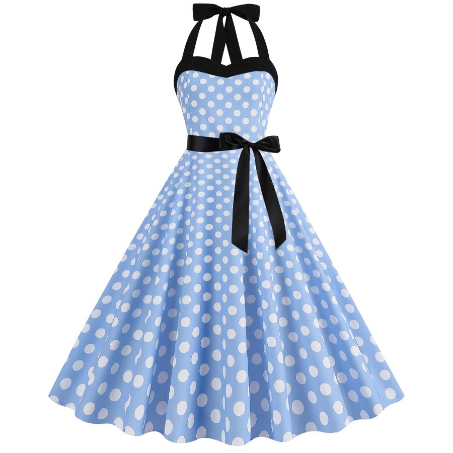 レトロドレス 水玉 ドット柄 レディースダンス衣装 膝丈ドレス