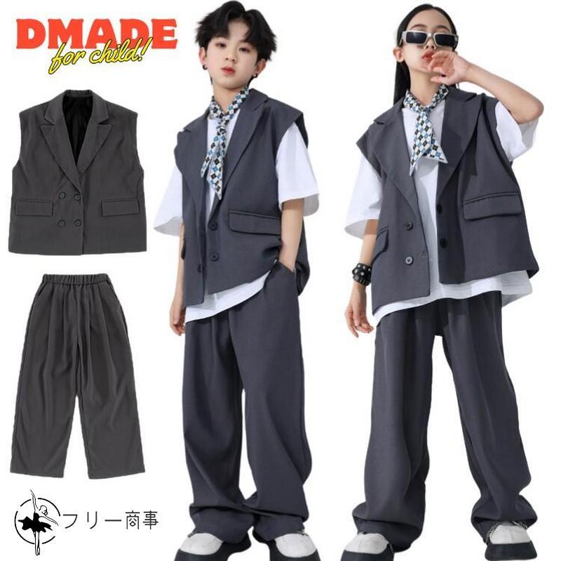 mie　男の子スーツ セットアップ 6点セット 韓国 グレー 灰色 120 グレー スーツ キッズダンス衣装 セットアップ ヒップホップ 衣装