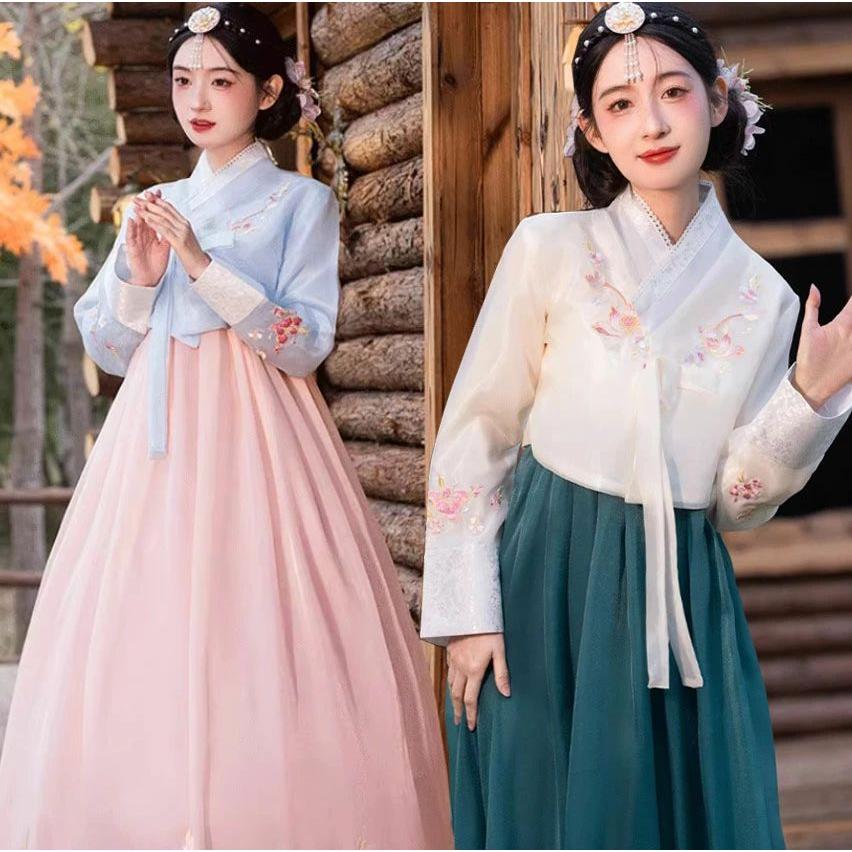 チマチョゴリ 韓国民族衣装 レディース 韓服 花刺しゅう 韓国風ドレス