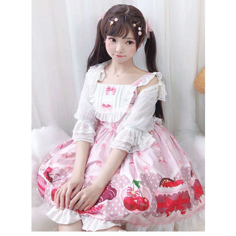 ゴスロリ ロリータ ワンピース キャミ Aライン 可愛い チェリー