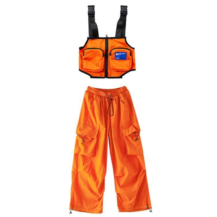 キッズ ダンス衣装 セットアップオレンジ 子供服 ヒップホップ