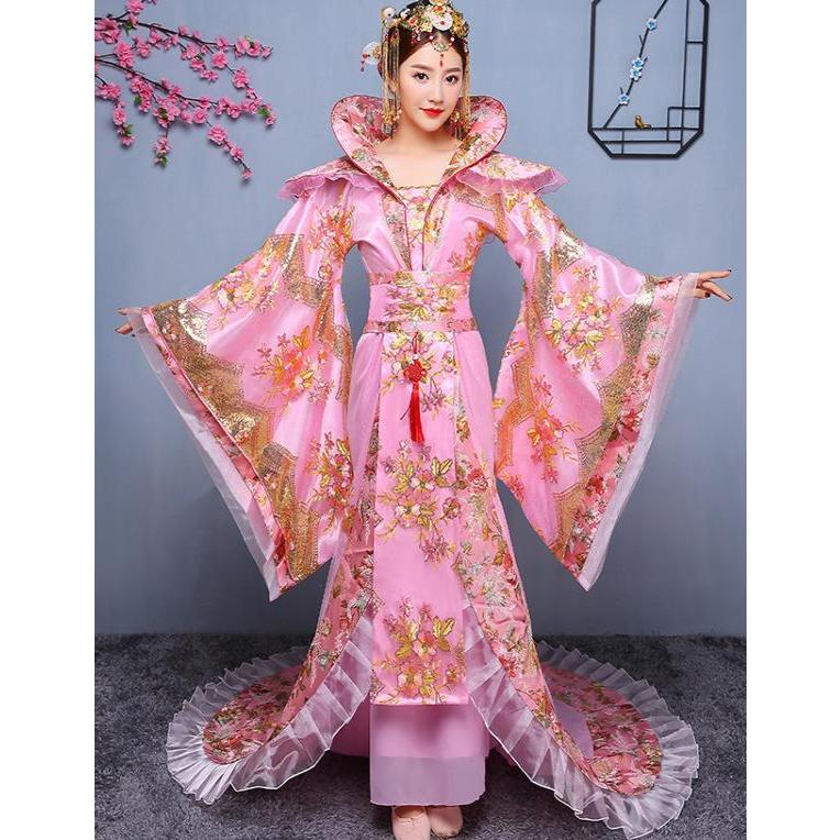 4色 漢唐時代中国風ウエディングドレス 中国古代宮廷衣装 振袖プリーツ