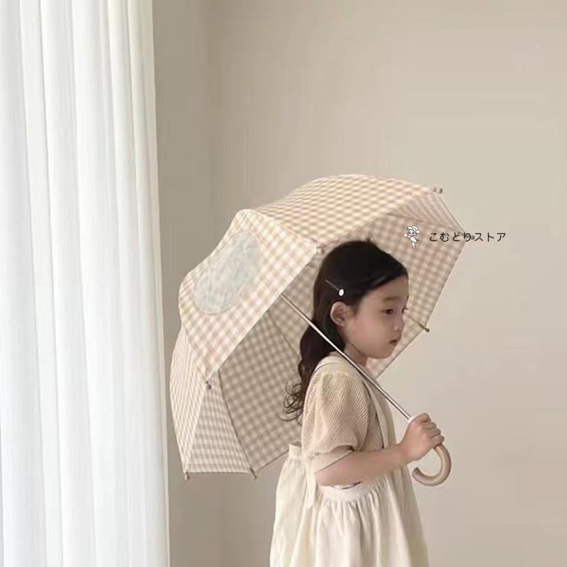 キッズ 傘 女の子 男の子 かわいい 子供傘 子供用 チェック 雨傘 日傘 おしゃれ 小学生 小学校 中学校 通学 透明窓付き 3色 | ブランド登録なし | 08