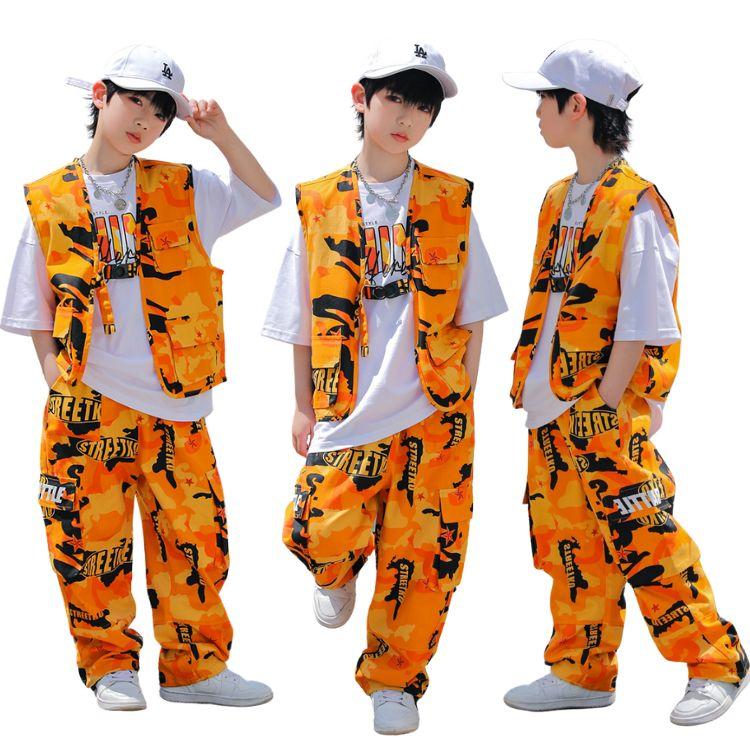迷彩 キッズダンス衣装 セットアップ 子供服 ヒップホップ キッズ