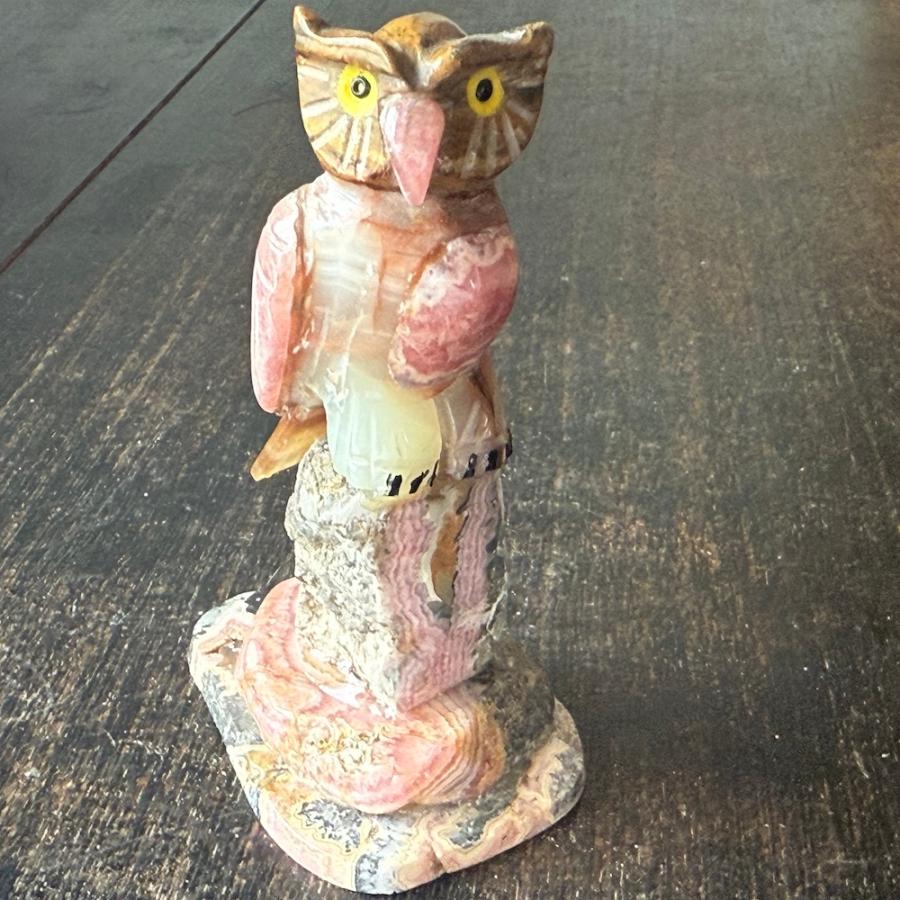 インカローズ 天然石 パワーストーン ロードクロサイト 原石 彫刻 鳥 置物 送料無料 インテリア 人気 誕生石 7月 かわいい ギフト プレゼント 567 | 