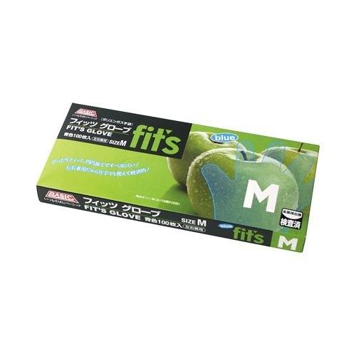 BASIC NEW FIT'S グローブ M ブルー 1箱100枚入 使い捨てポリ手袋 : 今