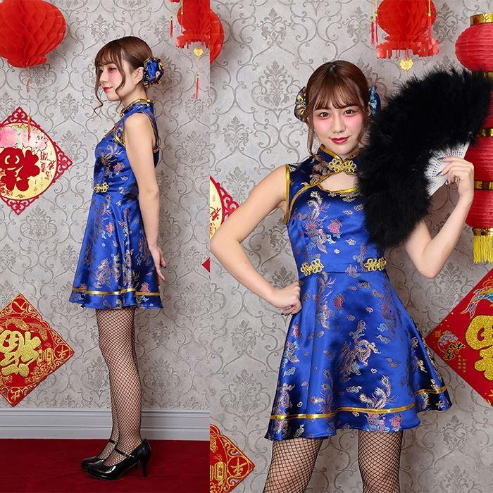 キュートチャイナガール 青 チャイナワンピース チャイナ服 チャイナドレス ワンピース ブルー ミニ レディース 大人サイズ コスチューム 衣装 コスプレ やるきゃんヤフー店 通販 Yahoo ショッピング