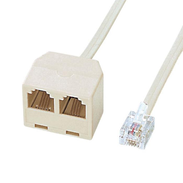 代引不可 電話線 延長分配ケーブル 電話用モジュラージャックを延長かつ2分配するケーブル ベージュ 2m サンワサプライ TEL-Y9-2K2  :4969887763827:やるきゃんヤフー店 - 通販 - Yahoo!ショッピング