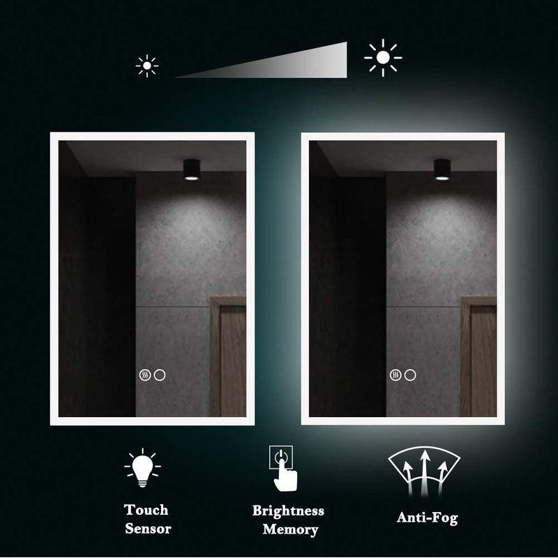ミルオ君の鏡工房 洗面所 Ledライト付浴室鏡 おしゃれ 洗面台 照明付き 壁掛けタイプ 防曇 防水 Ledミラー 40 60cm バスグッズ I Drain Be