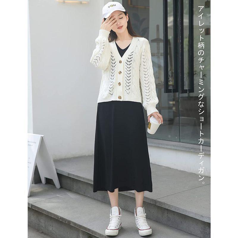 最大15 Offクーポン レディース レディース カーディガン Agrit トップス コットン混 オフ ゆったり 透かし編み ボリュームスリーブ ショート アイレット カーディガン Www Theopengate Org Il