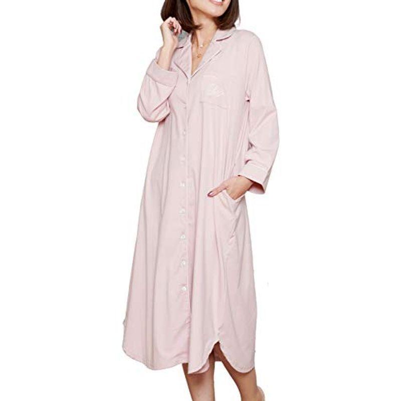 良質 Sweet Mommy マタニティパジャマ ワンピースタイプ 前開き シルキーコットン ガウン ライン配色 ピンク M Cisama Sc Gov Br