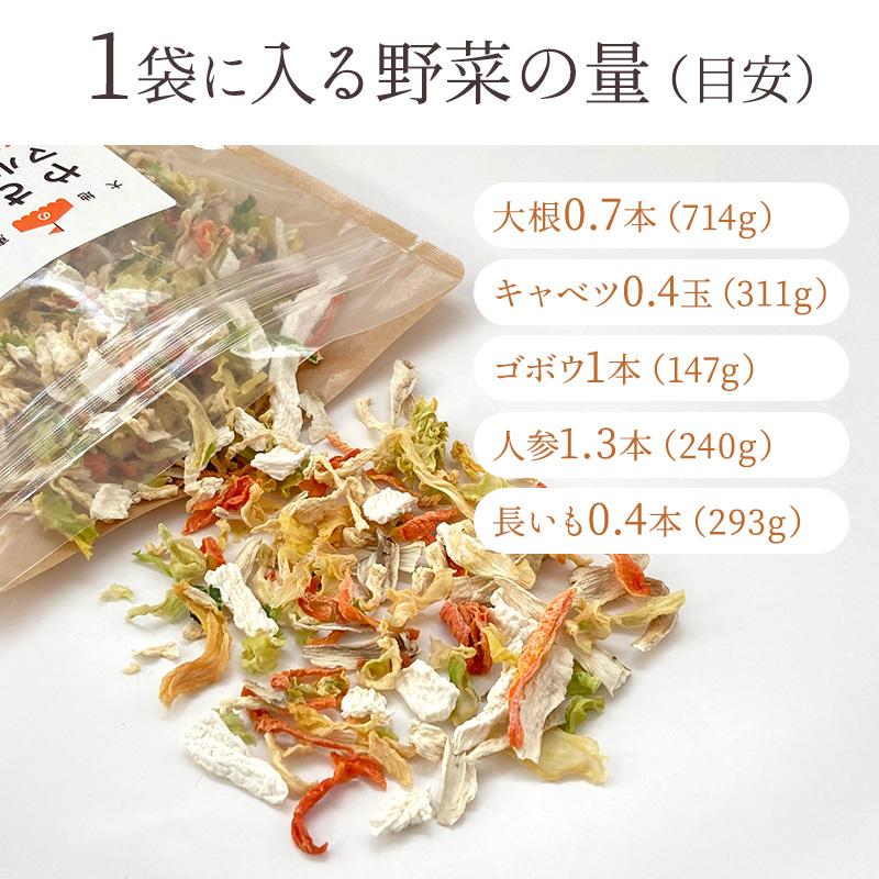 乾燥野菜 国産100% 無添加 業務用 青森の根菜ミックス ごぼう 大根 にんじん 長いも キャベツ 食物繊維たっぷり やさいマルシェ 100g×10袋セット｜konbu-genzouya｜10