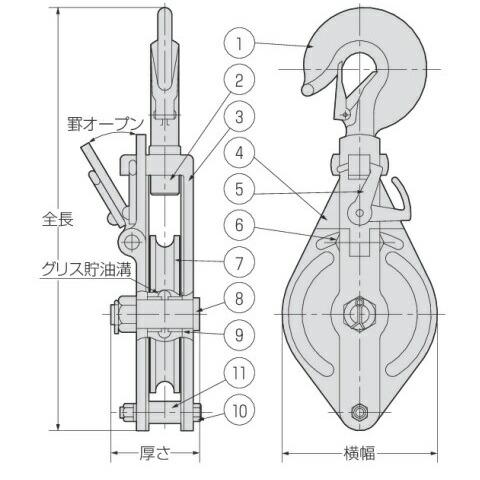 コンドーテック アルプス滑車《強力型》スナッチブロック オーフ式1車