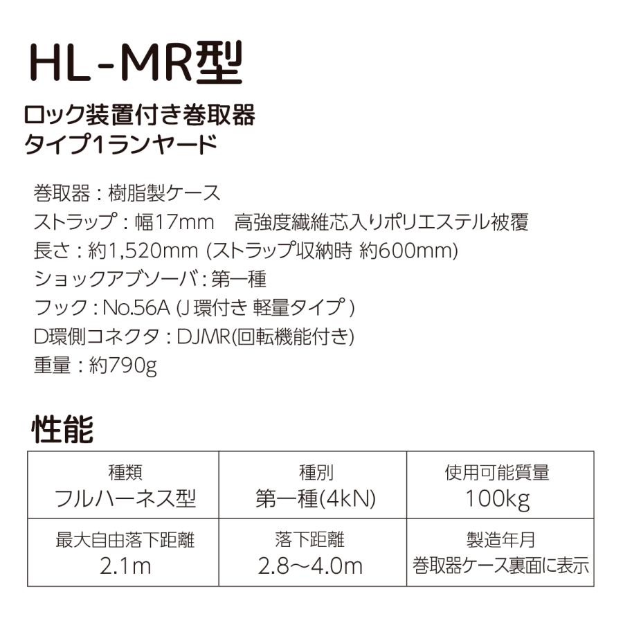 フルハーネス 新規格 安全帯 巻取り式ランヤード×2 フルハーネス セット RICORO-N HL-MR型 + PAHN-10A-BL-M Mサイズ 墜落制止用器具 サンコーの画像