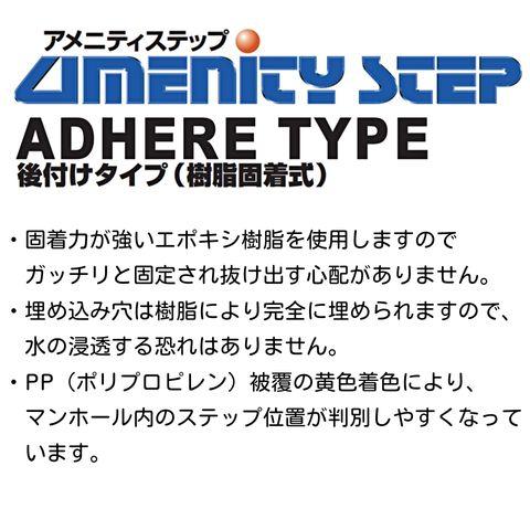 フレックスシステム アメニティステップ 後付け樹脂固着タイプ 芯材：SUS304 足掛幅：400 SH40-220 足掛金物 足掛け金物 樹脂ステップ 後施工 入数：10本_1