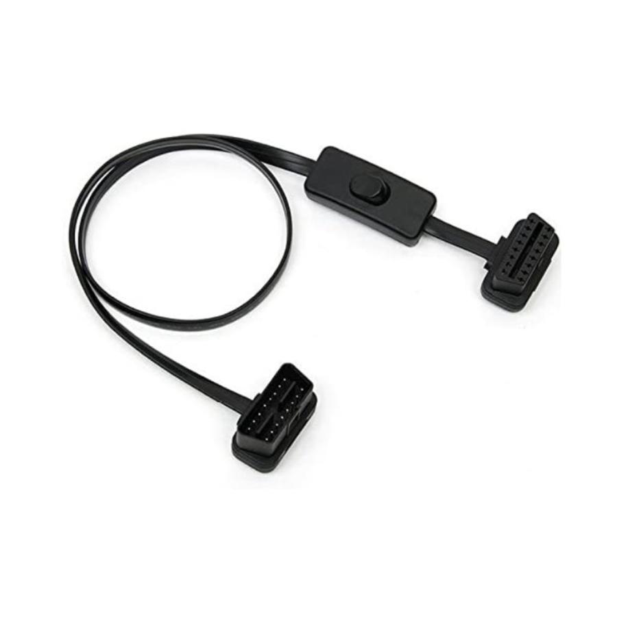 OBD2 ケーブル 延長 スイッチ付き 60cm フラット仕様 延長ケーブル