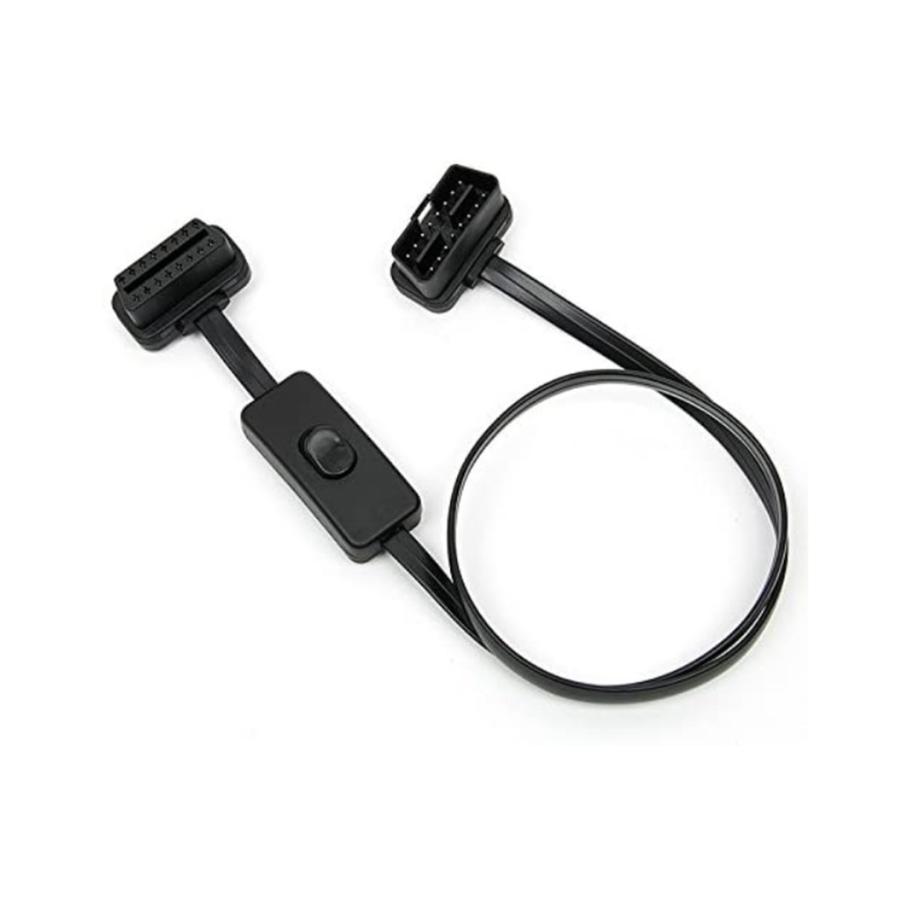 OBD2 ケーブル 延長 スイッチ付き 60cm フラット仕様 延長ケーブル