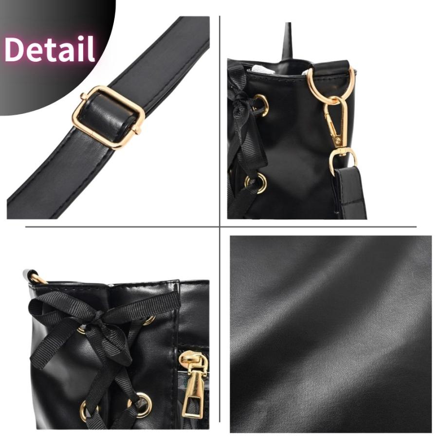 痛バッグ 痛バ トートバッグ 編み上げ A4 ブラック リボン 缶バッジ