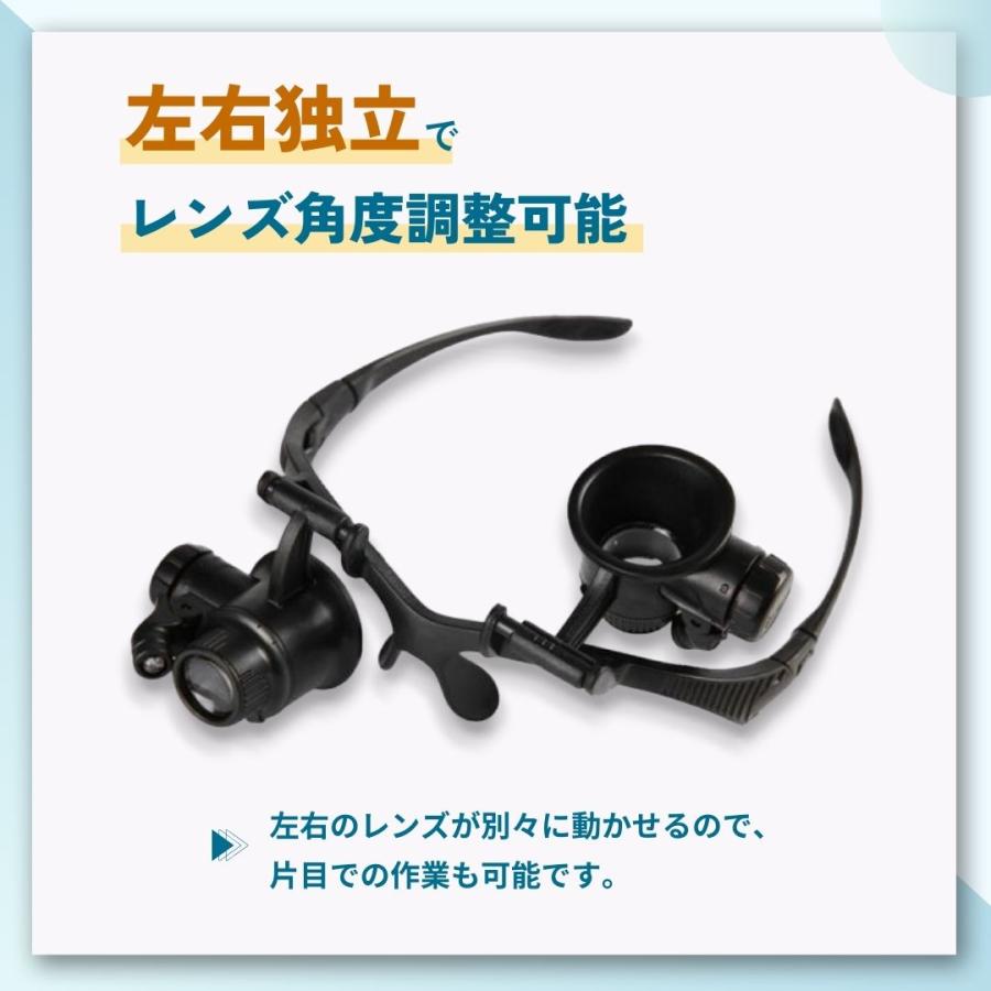 メガネルーペ ヘッドルーペ LED ライト付 拡大鏡 メガネ型 眼鏡式 宝石