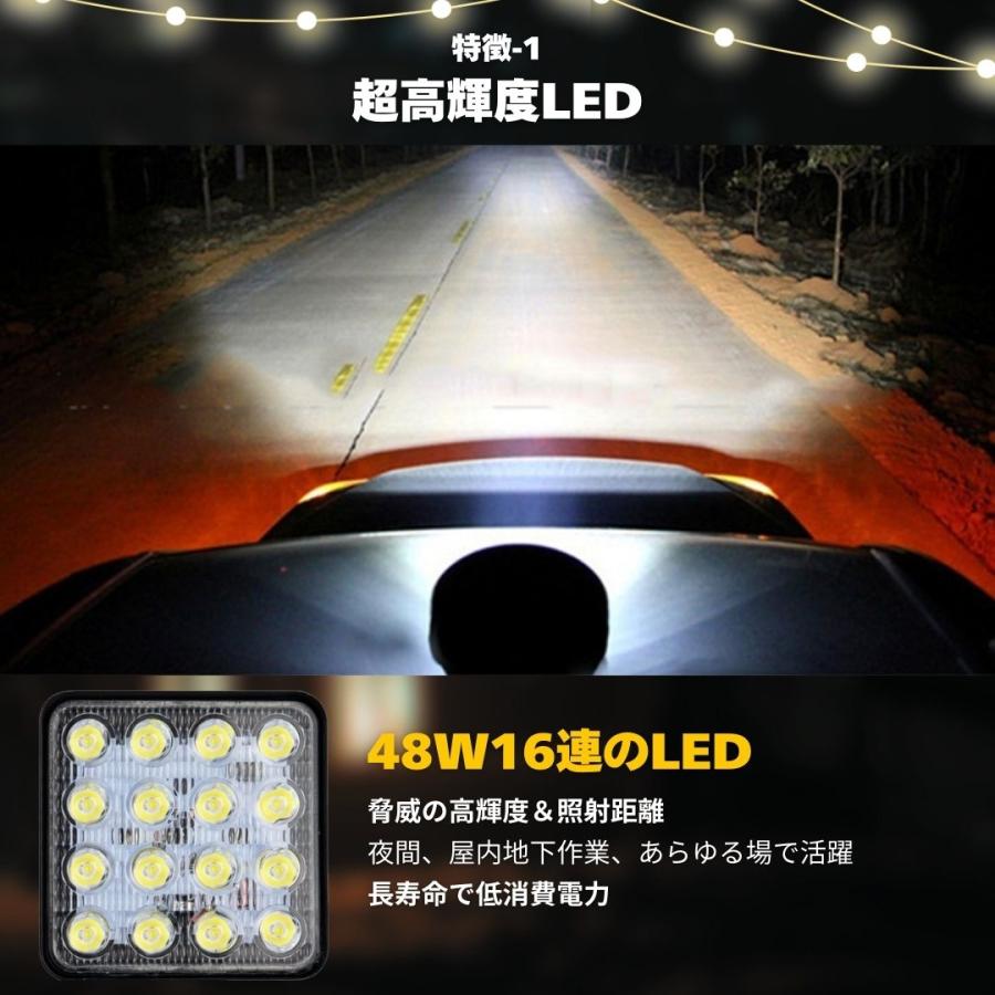 10個セット ホワイト 48W 50mm LEDワークライト 作業灯 10個セット ホワイト 48W 50mm LEDワークライト 作業灯 車 10個セット