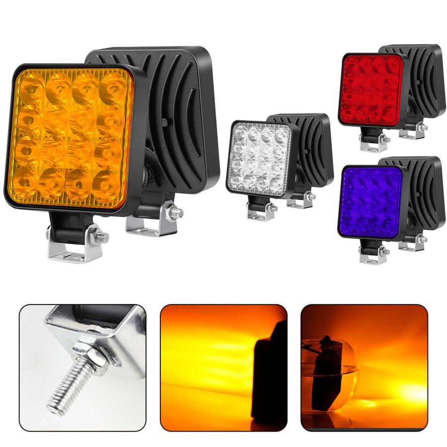 LED ワークライト 4個セット 作業灯 12V 48W 兼用 16連 高輝度 防水