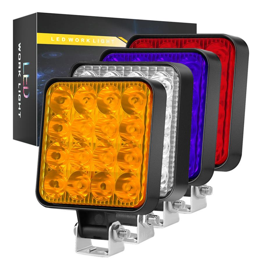 LED ワークライト 4個セット 作業灯 12V 48W 兼用 16連 高輝度 防水