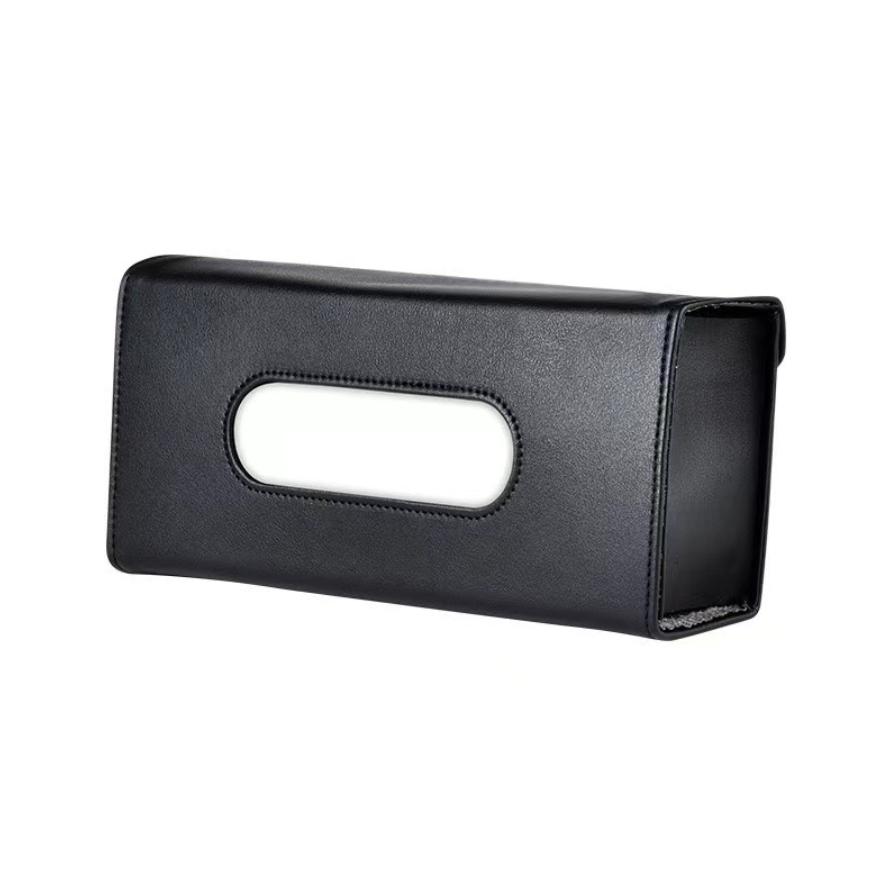 車用 ティッシュケース サンバイザー 吊り下げ レザー ブラック