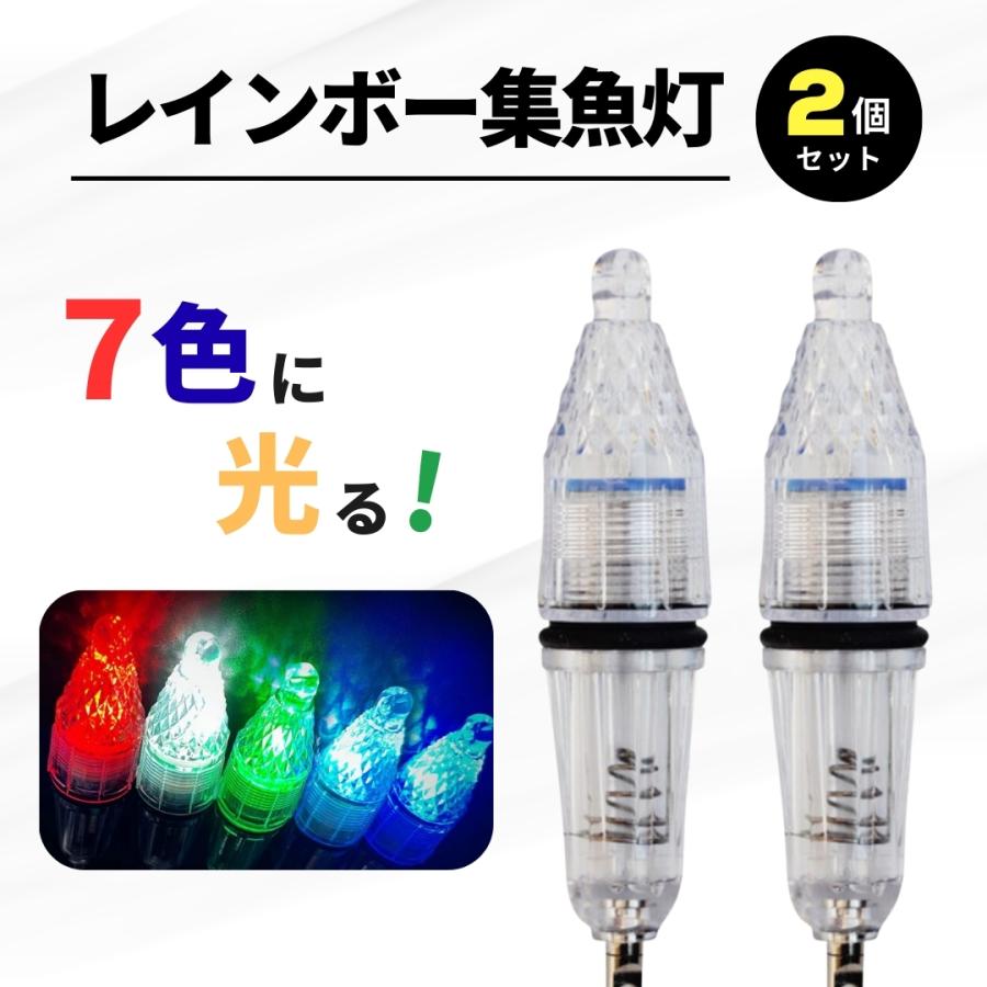 LED 集魚灯 レインボー 2本セット 12cm 水中ライト 高輝度 防水仕様 