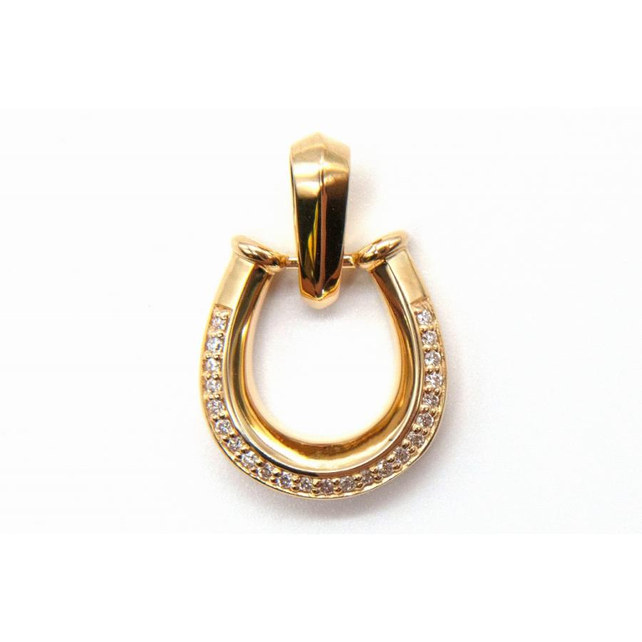 K18馬蹄IIダイヤペンダントトップ ダイヤ：0.07ct サイズ：約13mm 