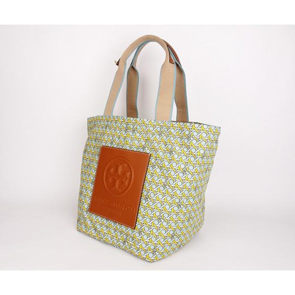 神戸の質屋】【TORY BURCH/トリーバーチ】トートバッグ 水色×黄色 幾何