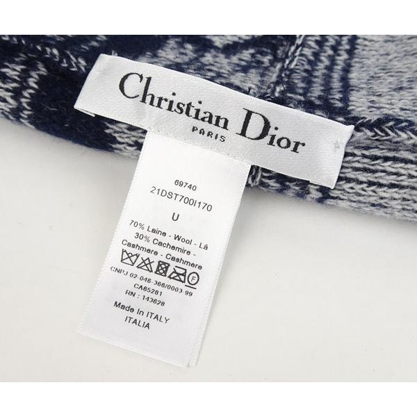 【神戸の質屋】【C.Dior/ディオール】ニット帽 ネイビー系 紺系 頭囲約45cm ウール70% カシミヤ30% 男女兼用 箱付き【送料無料】h1618b｜konisi782020｜06