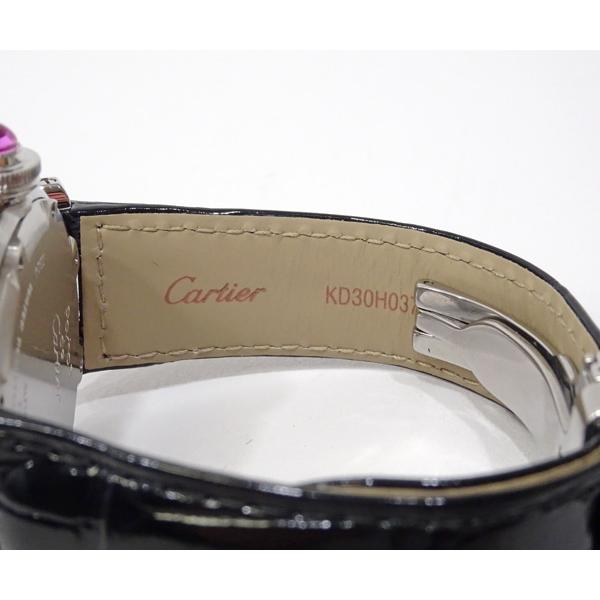 【質コニシ】【Carter/カルティエ】パシャC W310699 ウィンターフラワー 花 黒文字盤 SS/革バンド オートマ レディース【送料込み】k1903b｜konisi782020｜06