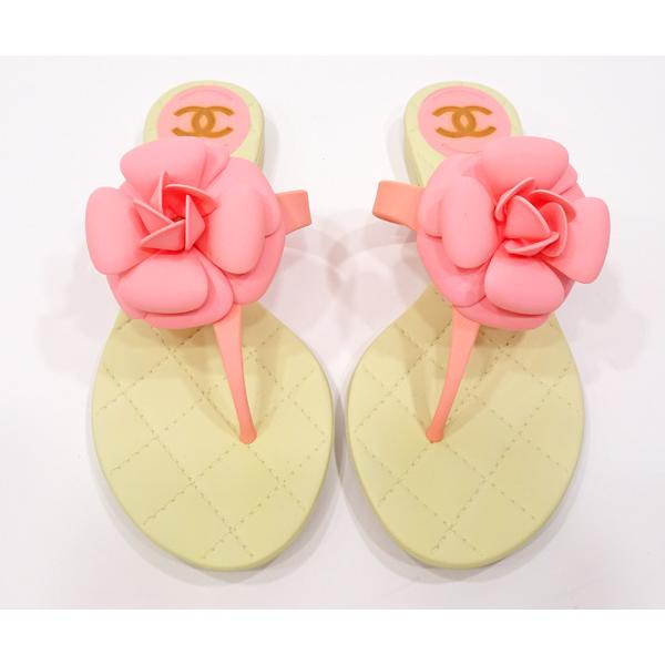 質コニシ】【CHANEL/シャネル】ビーチサンダル カメリア 花 オフ 