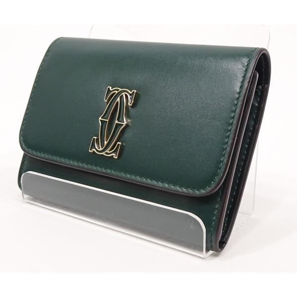 美品 Cartier カルティエ ガーランド ドゥ ウォレット グリーン 【公式